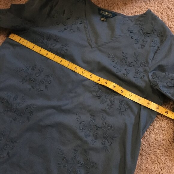 April Cornell Denim Blue Floral Embroidered Cotton Mini Dress Or Top - Picture 13 of 16